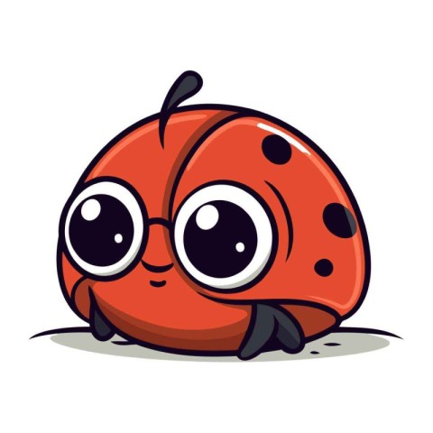 Cute cartoon ladybug with big eyes. Vector illustration isolated