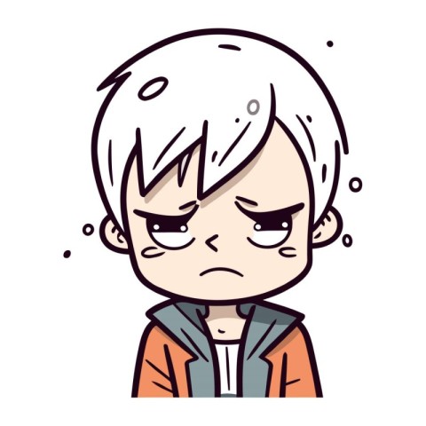 Angry Teenager Boy   Cute Cartoon Style Vector Illustration