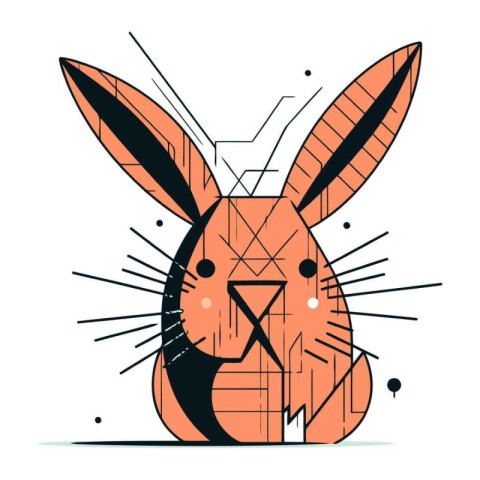 Rabbit head with letter X. Vector illustration in flat style.