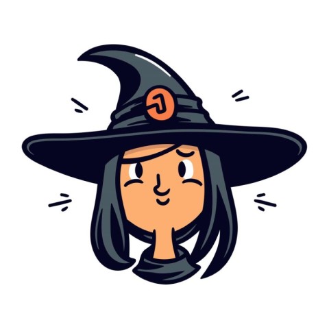 Cute cartoon witch character. Vector illustration isolated on wh