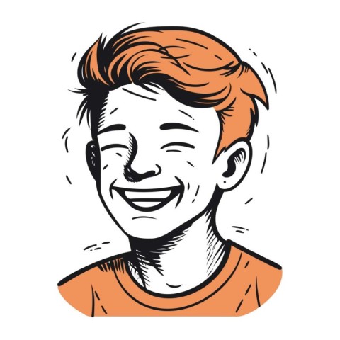 Portrait of a smiling young man with red hair. Vector illustrati