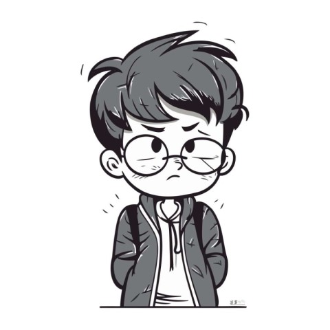 Illustration of a boy wearing glasses and a jacket. vector illus