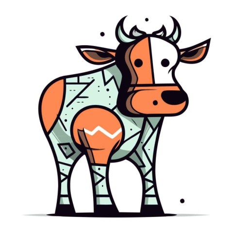 Cute cartoon cow. Vector illustration isolated on a white backgr