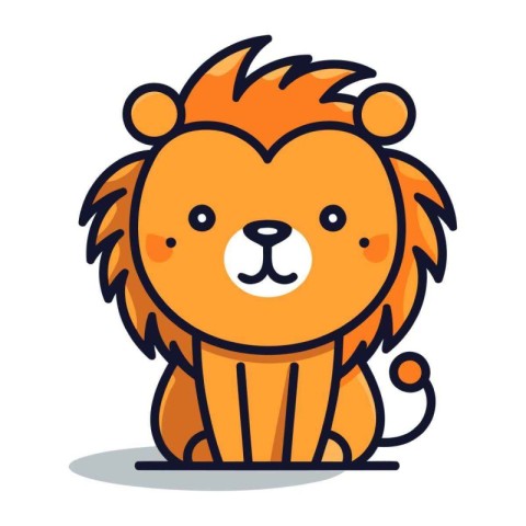 Cute lion cartoon character. Vector illustration in flat design