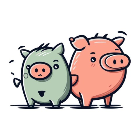 Cute pig cartoon vector illustration. Cute pig character design.