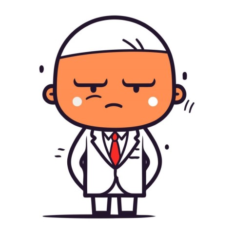 Sad boss cartoon character. Vector illustration. Isolated on whi