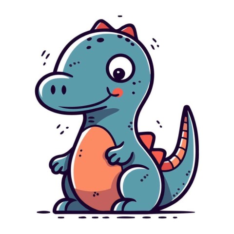 Cute cartoon dinosaur. Vector illustration isolated on a white b