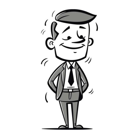 Cartoon Businessman Smiling and Looking at Something Vector Illu