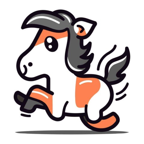 Horse running vector clipart. Cute cartoon horse character.