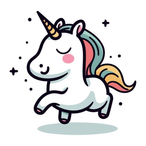 Cute cartoon unicorn. Vector illustration isolated on white back