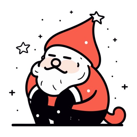 Vector illustration of Santa Claus sitting on the ground and loo