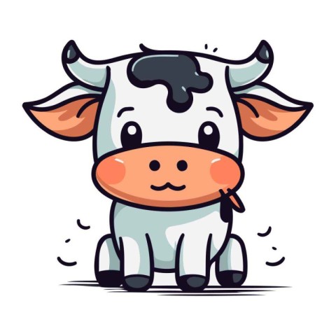 Cute cartoon cow. Vector illustration. Isolated on white backgro