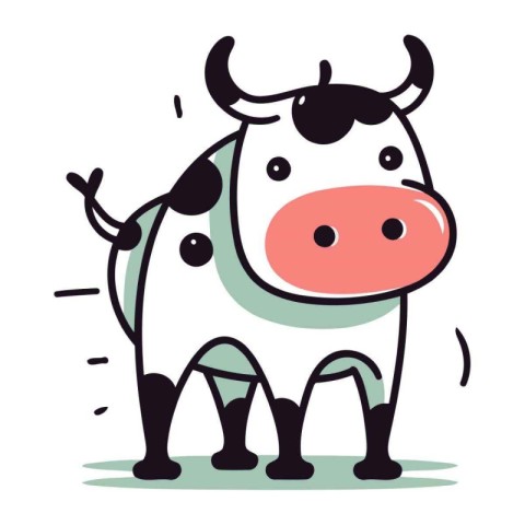 Cute cartoon cow. Vector illustration in doodle style.