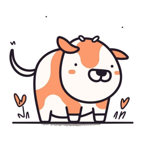 Cute cartoon cow. Vector illustration in doodle style.