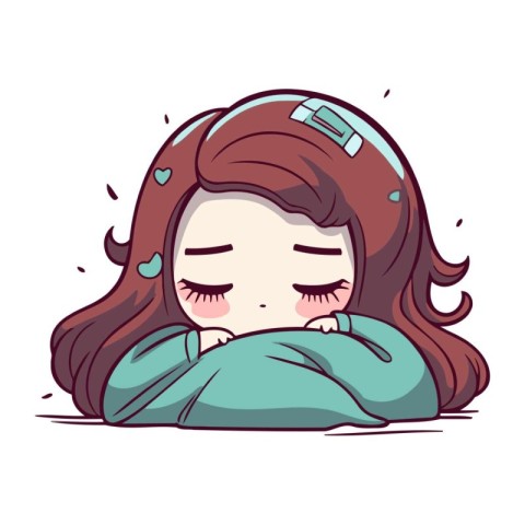 Sleeping girl. Cute cartoon girl. Vector illustration.