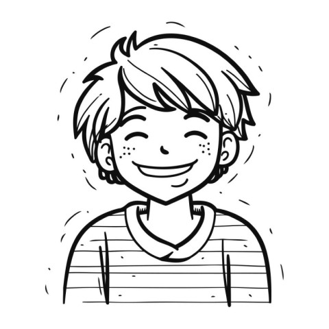 Vector illustration of a smiling boy with short hair. Doodle sty