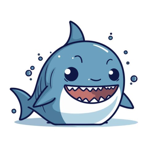 Cute cartoon shark. Vector illustration isolated on a white back