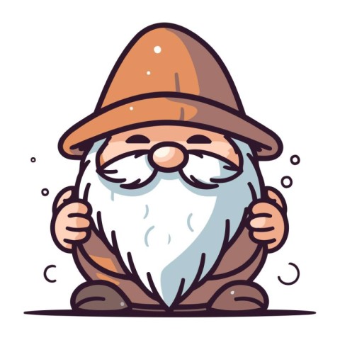 Sketch of a gnome in a hat. Vector illustration