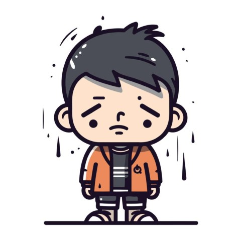 Boy feeling sad. Vector illustration of boy feeling sad. Kid fee