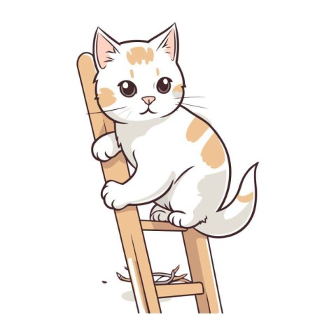 Cute cat sitting on the chair. Vector illustration of a cat.