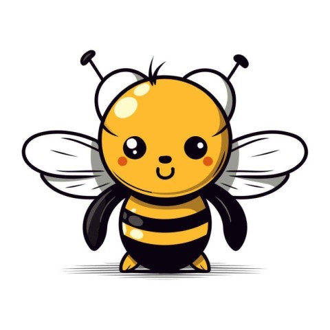 Cute cartoon bee on white background. Vector illustration of a b