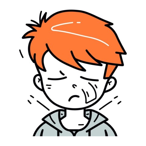 Illustration of a boy having a painful expression on his face.