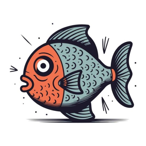 Cartoon fish. Vector illustration. Isolated on white background.