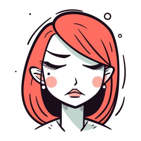 Illustration of a woman with a sad expression on her face.