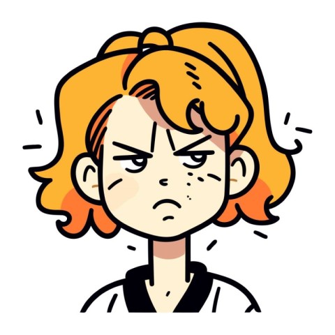 Vector illustration of a woman with an angry expression on her f