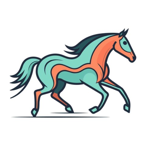 Running horse. Vector illustration. Isolated on a white backgrou