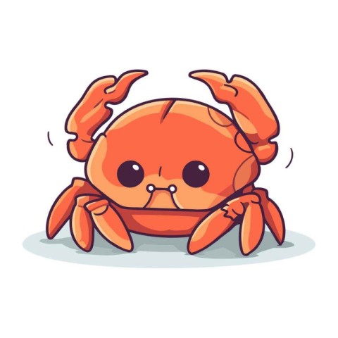 Cute crab cartoon character vector Illustration isolated on a wh