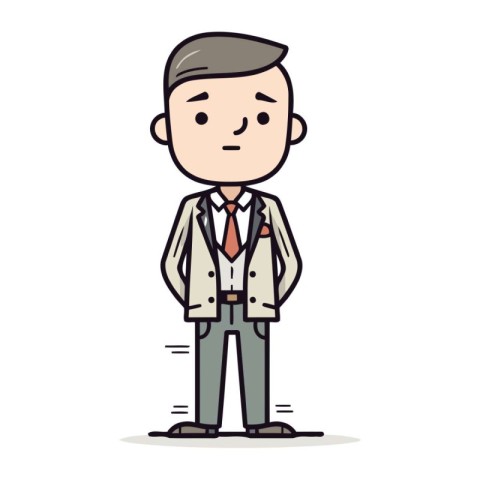 Businessman with hands in pockets. Vector illustration in cartoo