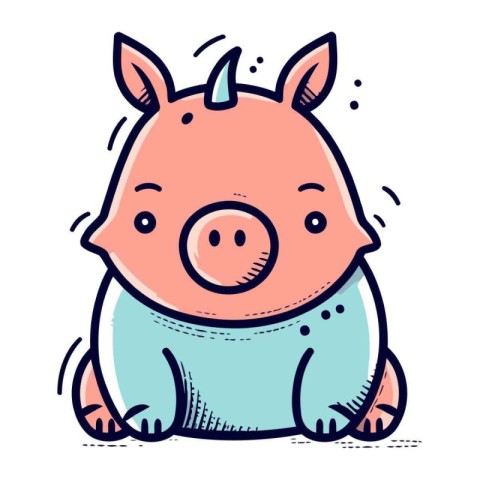 Cute cartoon pig. Vector illustration isolated on a white backgr