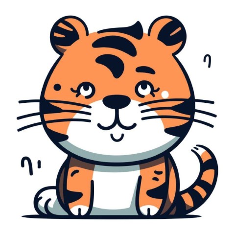 Cute cartoon tiger. Vector illustration isolated on a white back