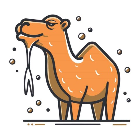 Camel. Vector illustration. Flat design. Isolated on white backg