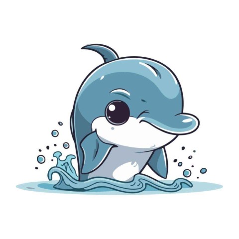 Cute cartoon whale. Vector illustration isolated on a white back