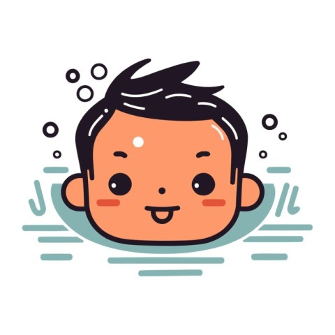 Cute baby boy face. Vector illustration in flat cartoon style.