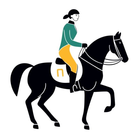 Horse riding. jockey on horseback. vector illustration.