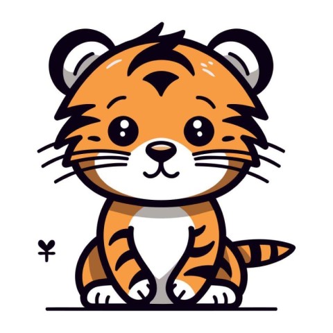 Cute tiger. Vector illustration of a cute tiger isolated on a wh