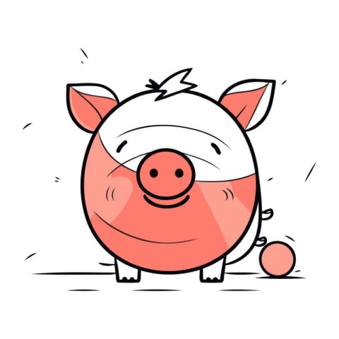 Funny piggy. Vector illustration. Cartoon style. Isolated on whi