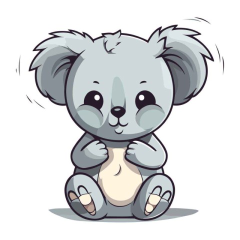 Cute koala cartoon sitting on white background. Vector illustrat