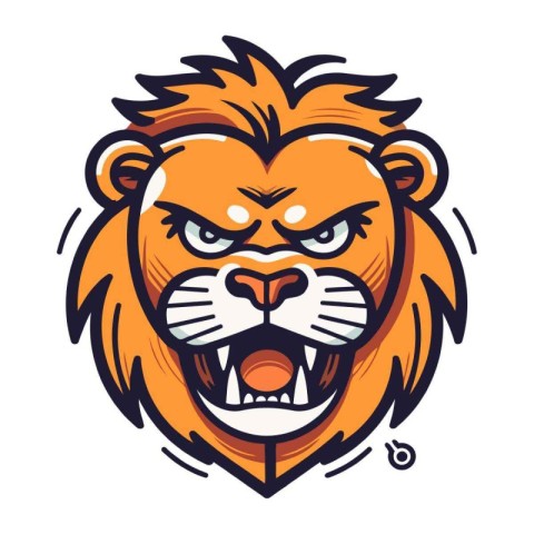 Angry lion mascot logo. Vector illustration of angry lion head m