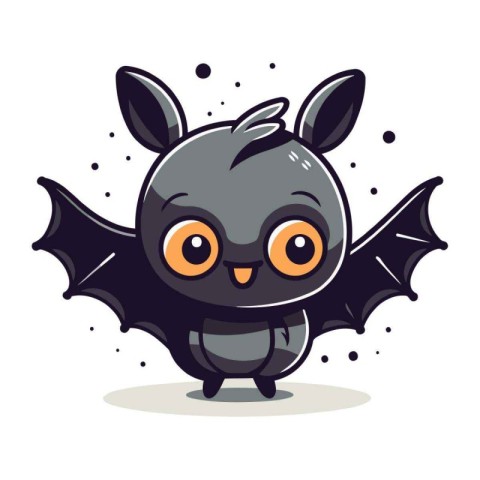 Cute Bat Cartoon Mascot Character. Vector Illustration.