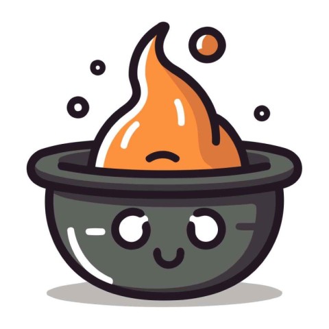 Halloween cauldron character cartoon vector illustration. Cute c