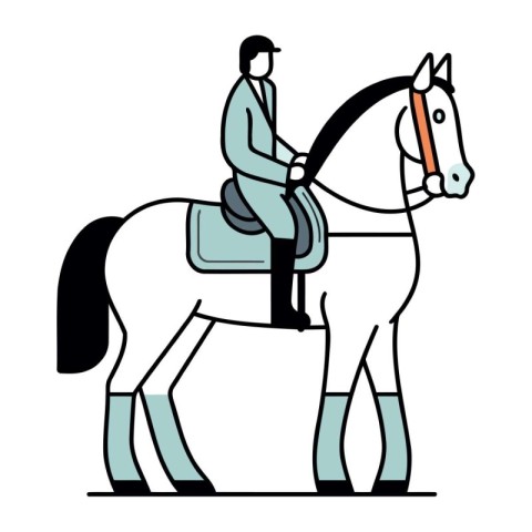 Horse riding. Equestrian sport. Vector illustration in flat styl