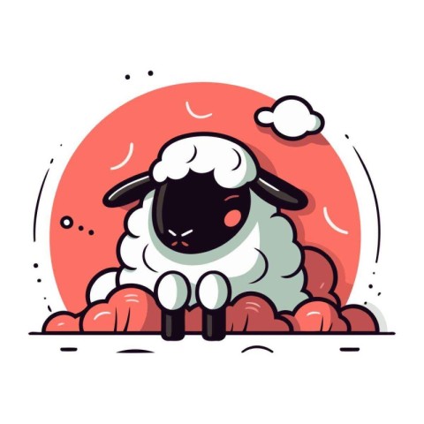 Cute sheep vector illustration. Cute cartoon sheep character. Ve