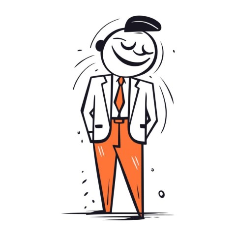 Vector illustration of a businessman in suit and tie. Cartoon ch