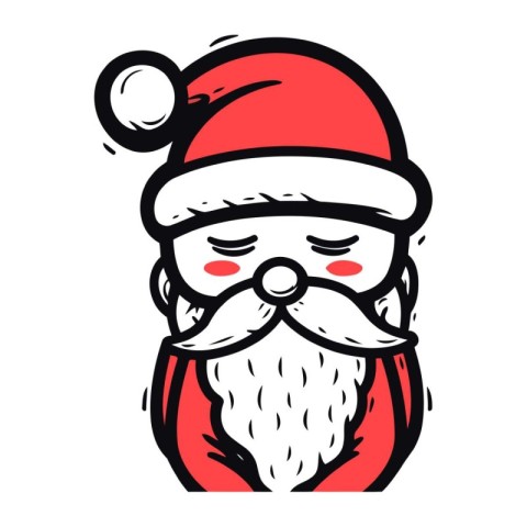 Santa Claus face with beard and moustache. Vector illustration.