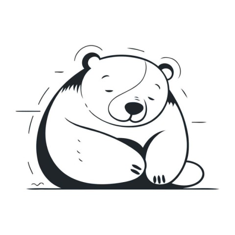 Polar bear on a white background. Vector illustration in the lin