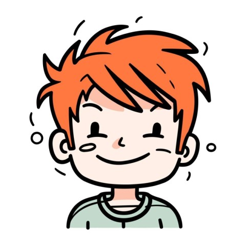 Cute cartoon boy with red hair. Vector illustration isolated on